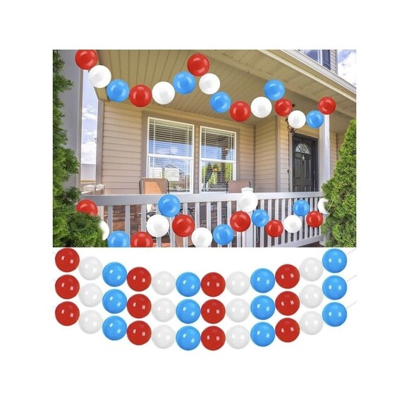 Jumbo Ball Red White & Blue Garland Patriotic 4th of July Party Decoration (H1) - Picture 5 of 6